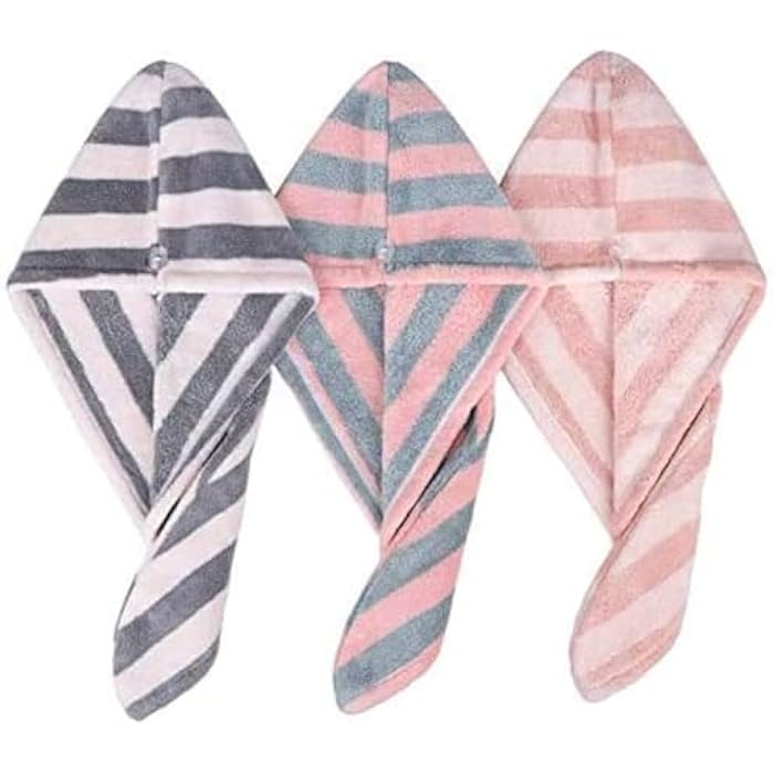 Goodern Hair Towel Wrap Turban Coral Fleece Microfiber Hair Drying Towels, Quick Magic Hair Dry Hat Cap Twist Head Towel with Button,quick Dry Super Absorbent for Long & Curly Hair,anti-frizz [3pack] - Image 1